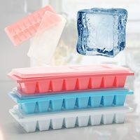16 Lattice Plastic Reusable Ice Cube Tray Easy Refill Stackable Ice Lattice Ice Cube Tray With Lid Assorted