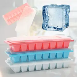 Vassoio per cubetti di ghiaccio riutilizzabile in plastica a 16 reticoli vassoio per cubetti di ghiaccio impilabile con ricarica facile con coperchio assortito