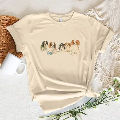 Cavalier King Charles Spaniel Dog Tee Women's T-shirt Y2K Designer Harajuku Top Tee Streetwear Creative Fashion Women's Clothing
