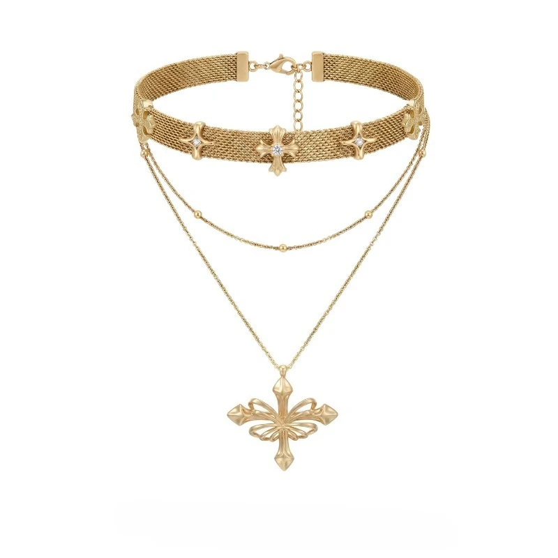 Original Sphenoid Symbiosis Series Double-layer Stacked Necklace, Light Luxury Premium Clavicle Chain Choker
