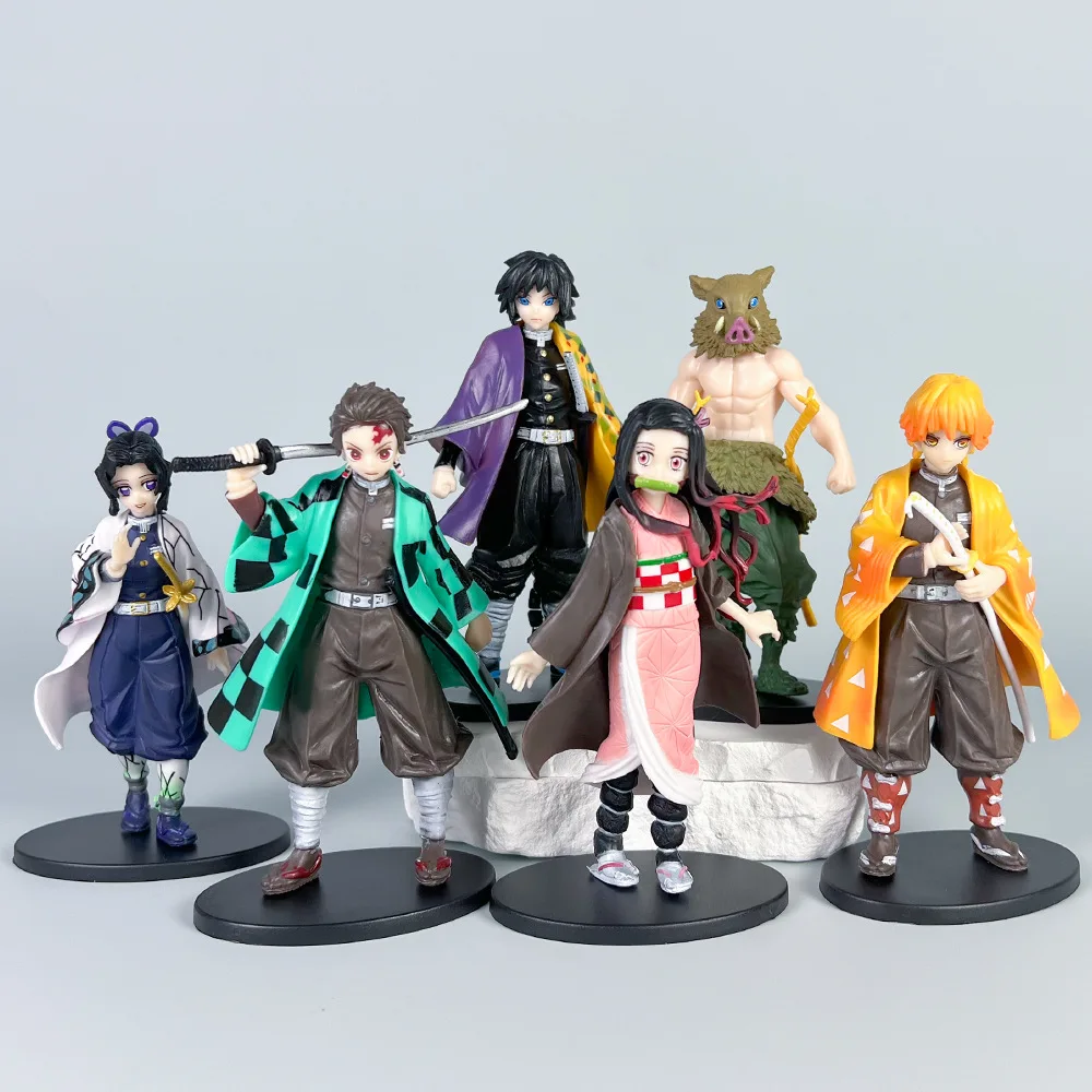 

6Pcs set Demon Slayer Kimetsu no Yaiba Tanjiro Nezuko Zenitsu Zenitsu Butterfly Ninja Doll Model, Hand Figure Animation Ornament