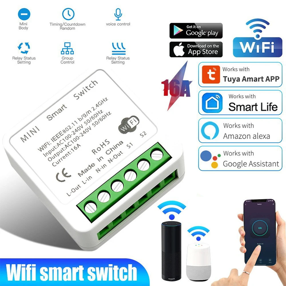 Công tắc thông minh AC110V 220V điều khiển từ xa không dây Wifi ứng dụng di động cho tuya Alexa Google Assistant Smart Home