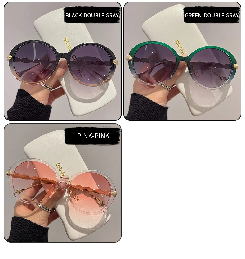 KAMMPT Runde Retro-Sonnenbrille für Damen, modisch, beliebt, Vintage-Rahmen, Herren, Luxus-Trend, Marke, Designer-Sonnenbrille, Schutzbrille – Detail 8