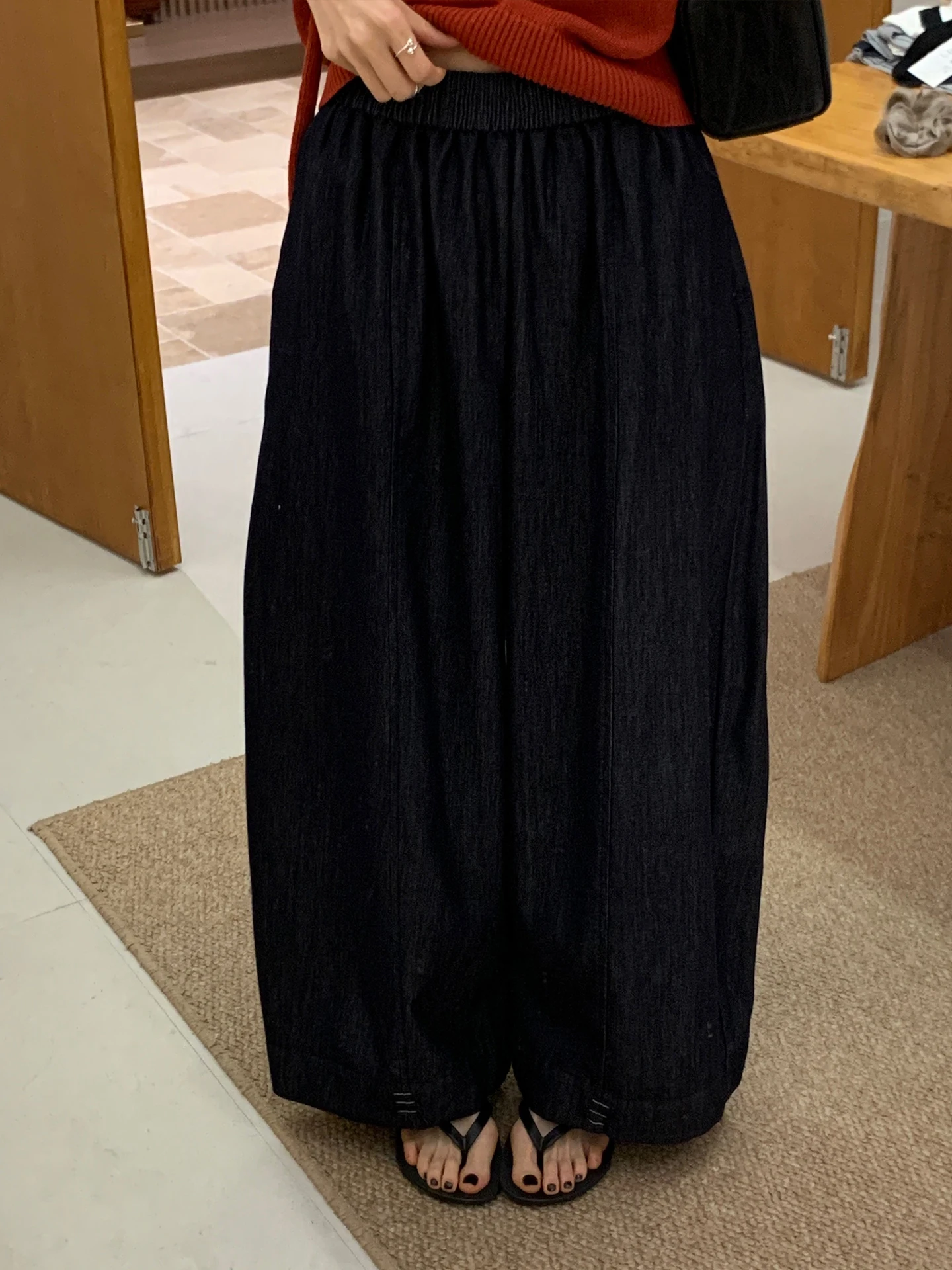 

Женские джинсы Deep Blue с широкими штанинами, повседневные, с эластичным поясом, высокой талией, утягивающие, длинные брюки, весна 2026, новый стиль, корейская мода