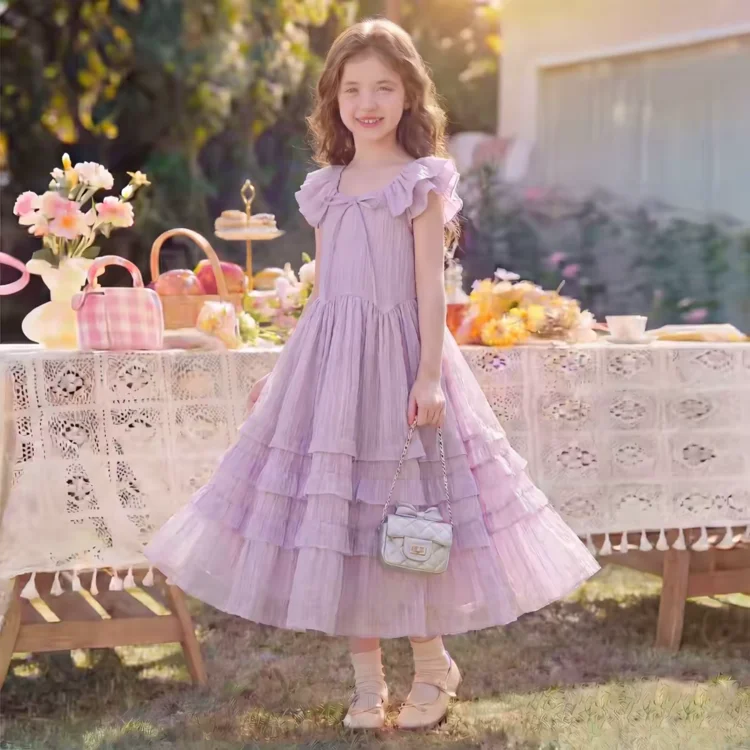 Girls' dress sleeveless vest skirt summer cotton skirt medium and large children's contrasting color foreign style  summer dress