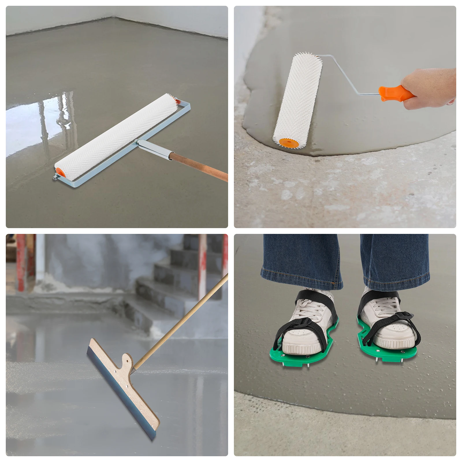 

Self-levelling Cement Tool Kit, Cement Floor Leveling Tools Kit with Spike Shoe Straps, Self Leveling Tools for Industry