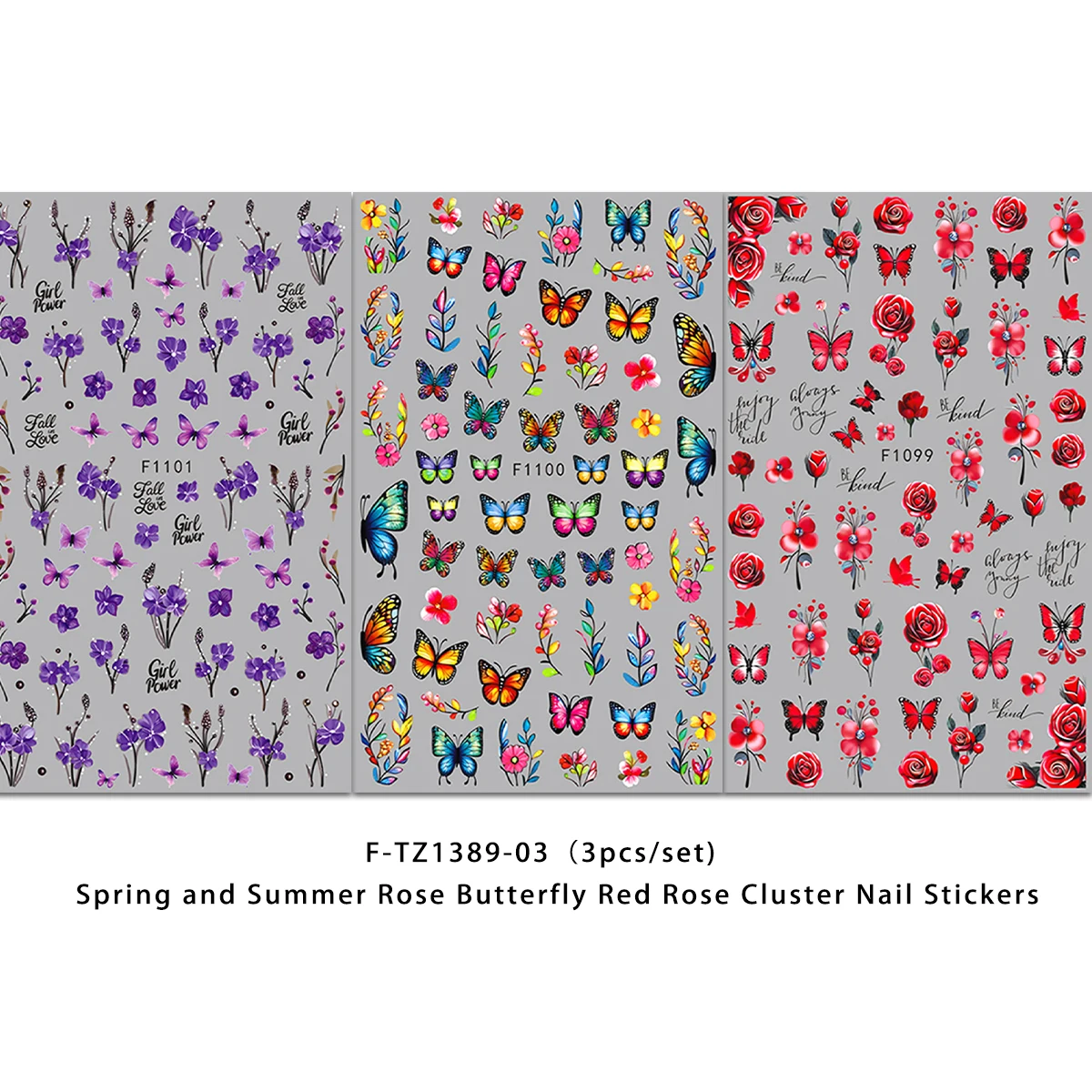Frühlings- und Sommerblumen-Schmetterlings-Nagelsticker, einfach anzubringen für die Nageldekoration, zum Selbergestalten, als Geschenk, für Partys und zur Gestaltung von Make-up für Hochzeiten. – Detail 6