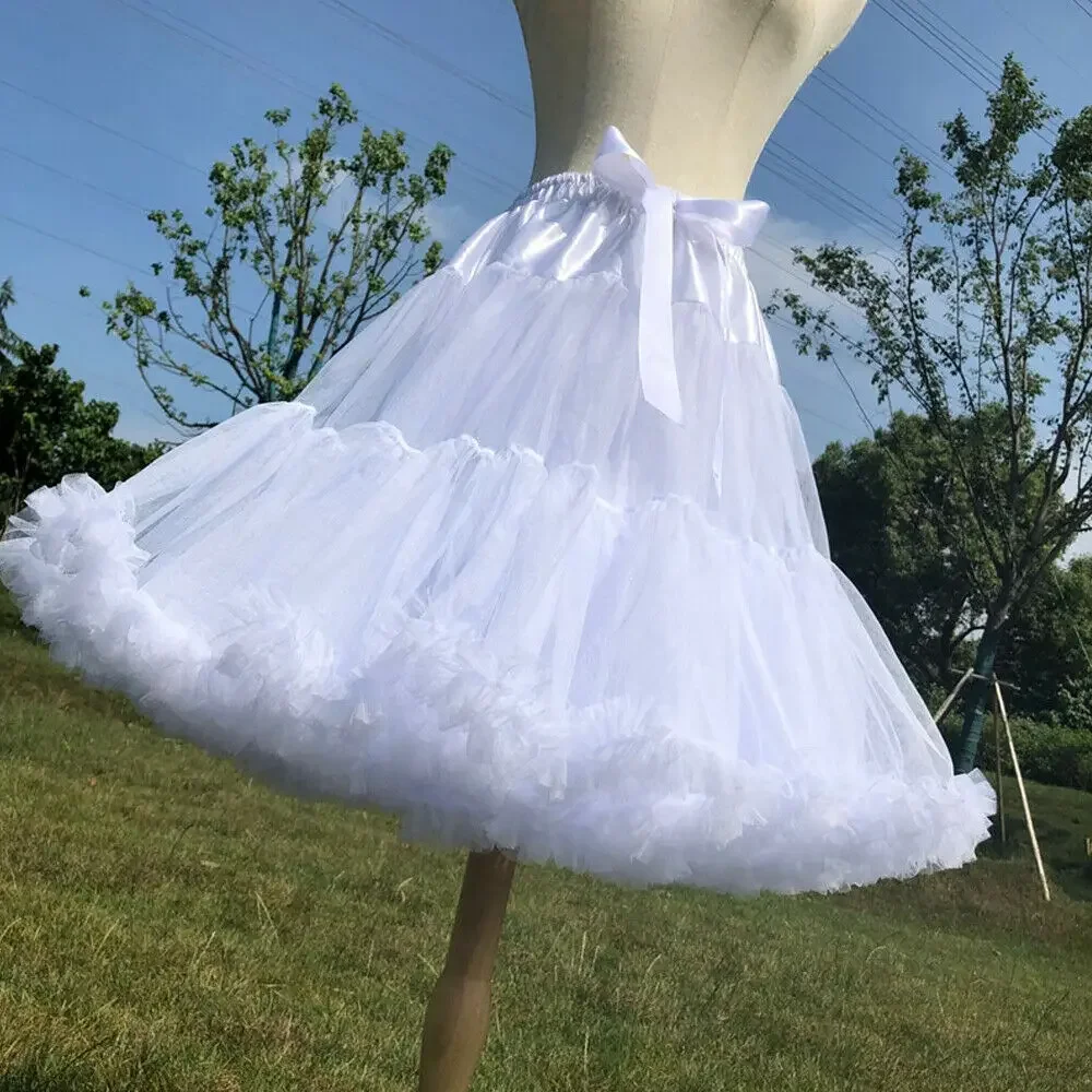 Falda de algodón para mujer, de 55cm falda con aspecto fresco, de talla grande, Crinoline, sin agujeros, tutú, Lolita