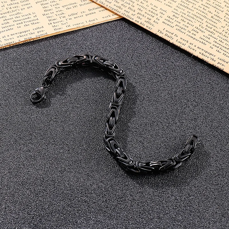6mm Hhip Hop Fashion V-type Titanium Steel Men's Bracelet Four-Color Jewelry Stainless Steel Combination Chain