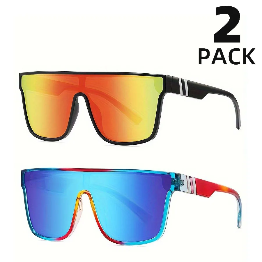 2Pairs Trendy Casual Fashion Glasses For Men, Outdoor Sports Driving Hiking Running Fashion Glasses Eyewear