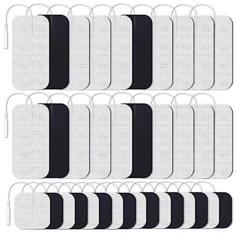 

36 Packs 2 Sizes Electrodes For TENS Unit Reusable TENS Pads Latex Free Pigtail TENS Pads (2Mm Connector)