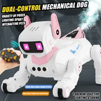Intelligent Robot 2.4G RC Smart Programming Stunt Dog Watch Dual Control Interactive Toys With Cool Spray Toy for Boys Kids Gift