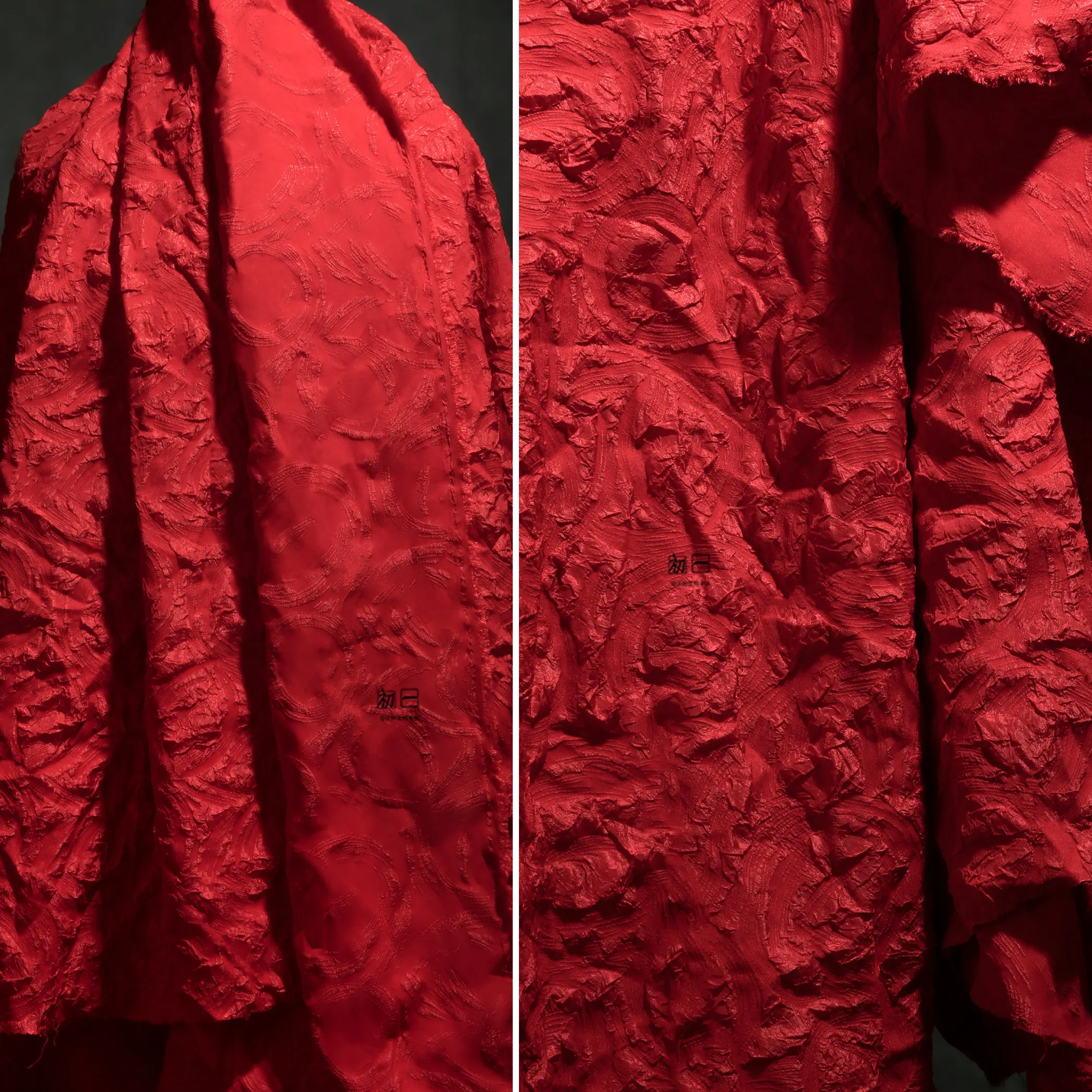 Red Stroke Circle Embossed Jacquard Fabric/Three-Dimensional Texture Reconstruction Creative Clothing Coat Designer Fabric