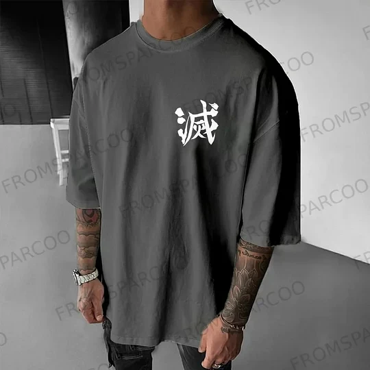 Sparcoo メンズ グラフィック T シャツ 激しい猫 アニメ スタイル パターン クロスナイフ付き 2025 夏 半袖 コットン