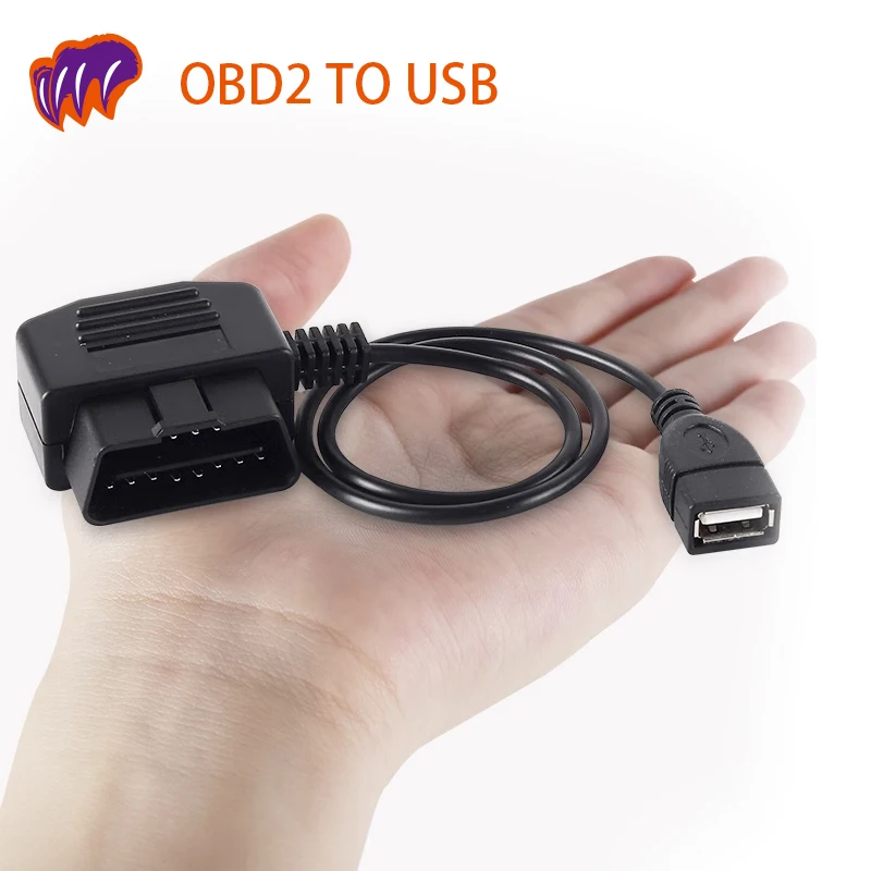 

OBD To USB Power Cable Adapter 16Pin OBD2 Male to 5V 2A USB Female Connector 12V 24V 36V to 5V 2A For Dash Camera Phone Car GPS