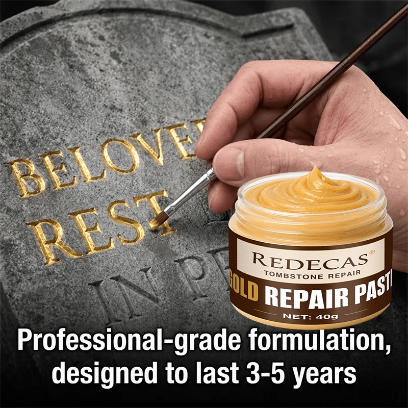 Gold Headstone Touch-Up Paste — For faded stone, marble & wood; fast-drying weatherproof oil paint; for gild work & wood repair.