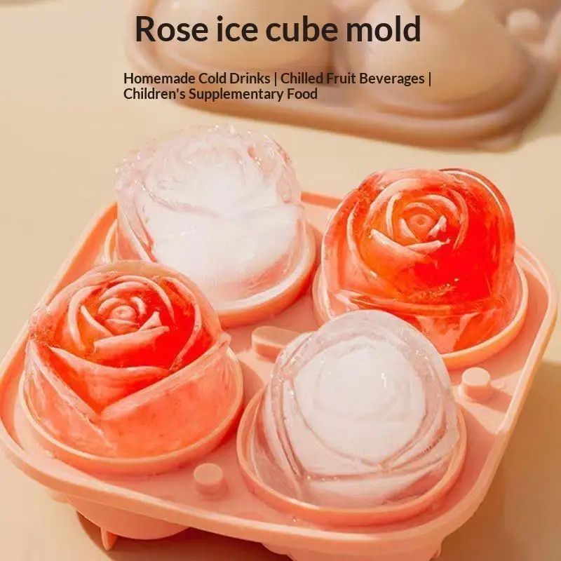 Rose Shaped Ice Cube Mold Reusable Flexible Silicone Ice Tray Easy Demold for Iced Coffee Cocktail Summer Party Gift for Friends