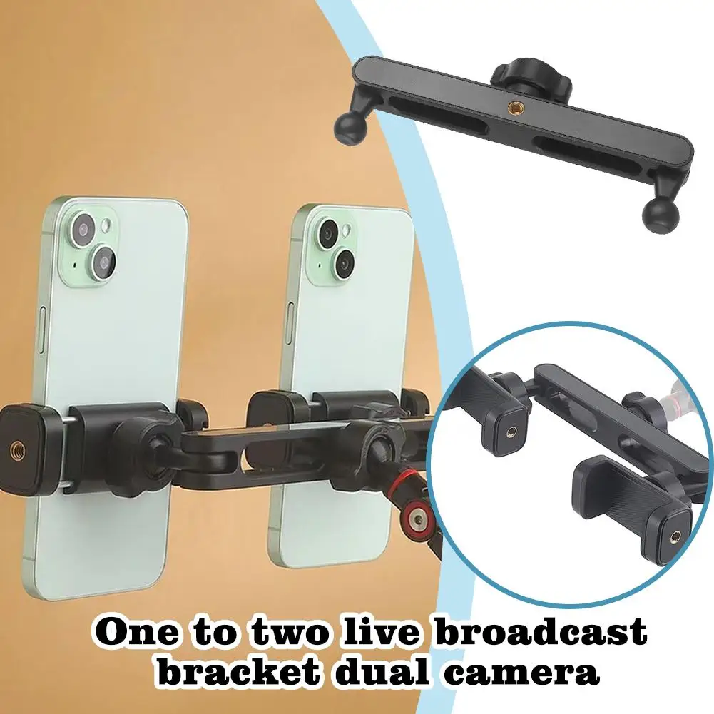 Universal Mobile Phone Bracket Dual Head Adjustable Crossbar Clip Holder For Livie Stream Video Recording Tripod Accessories
