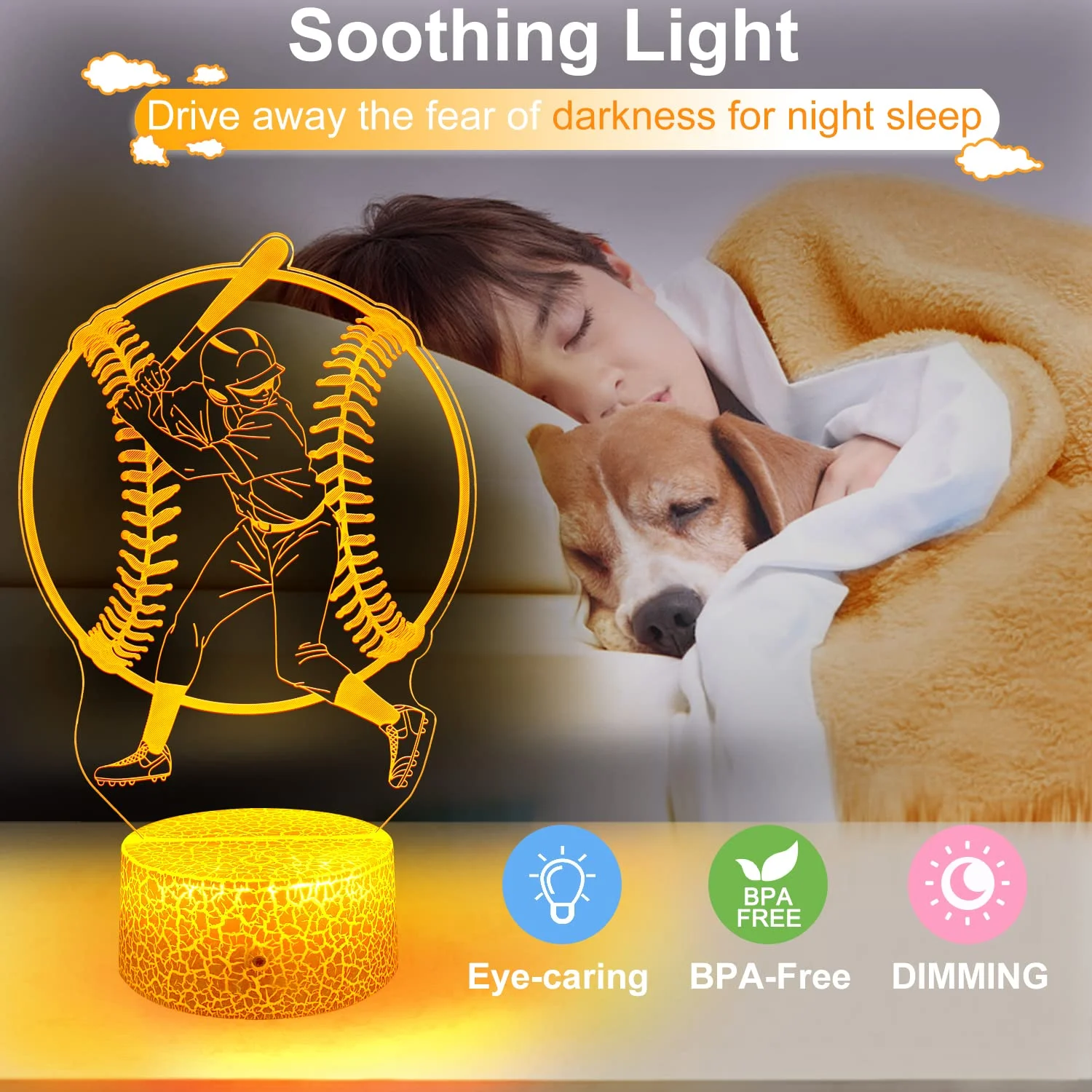 Luz nocturna de béisbol, regalos geniales de béisbol, 16 colores que cambian, mesita de noche, decoración de béisbol, lámpara de cumpleaños, fiesta