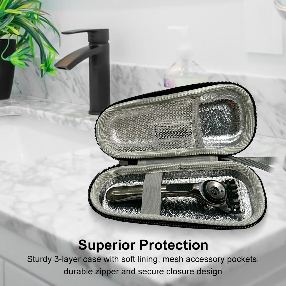 Für Gillette Fusion 5, Rasierer, harte EVA-Reisetasche, stoßfeste Rasierer-Reisetasche mit Netztasche, Tragetasche, Rasierer-Hartschale
