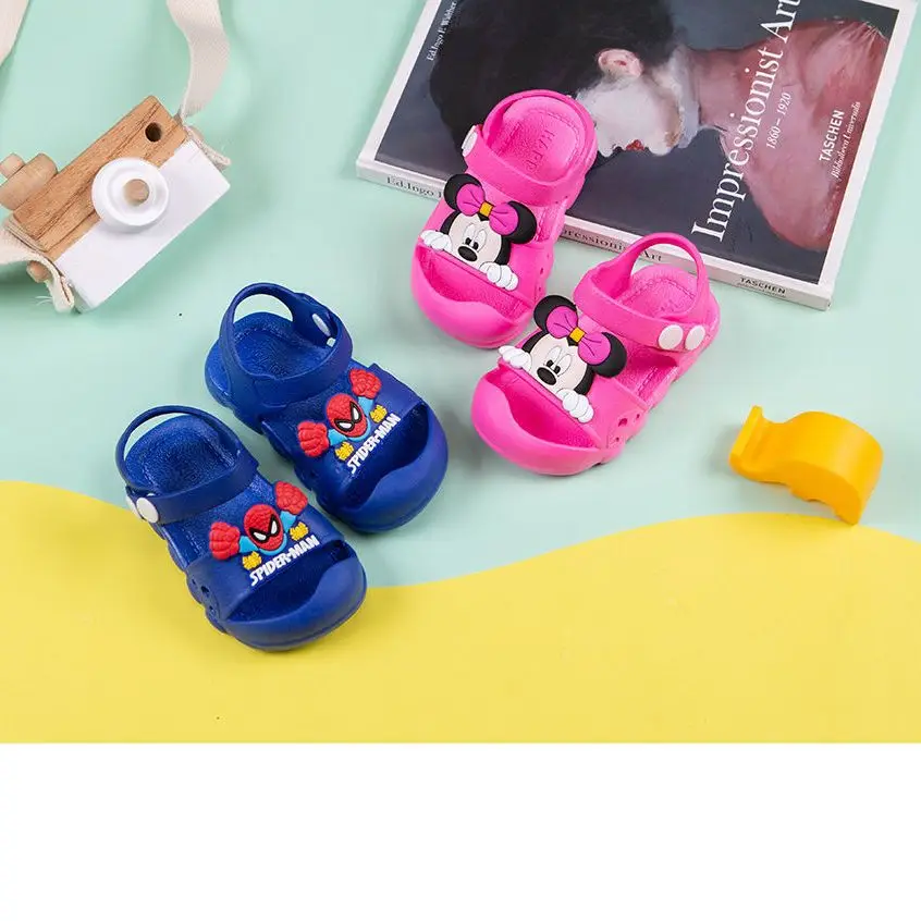 Disney Kids Sandals Baby Toddle Shoes 2023 Summer New Children Casual Shoes Cartoon Minnie Beach Shoes 1-6 Years Old Sandals