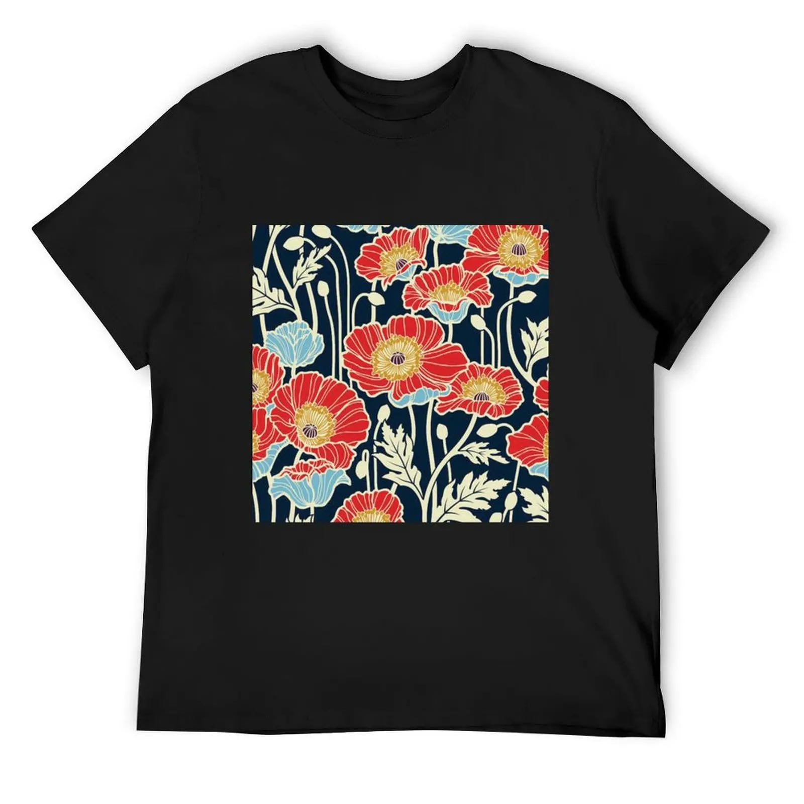 

Red Orange Navy Floral T-Shirt