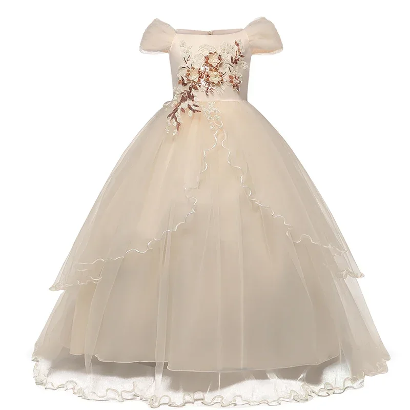 Kids Wedding Dresses for Girls Elegant Flower Princess Long Gown Teen Girls Birthday Dress Vestidos Infantil Size 6 12 14 Years