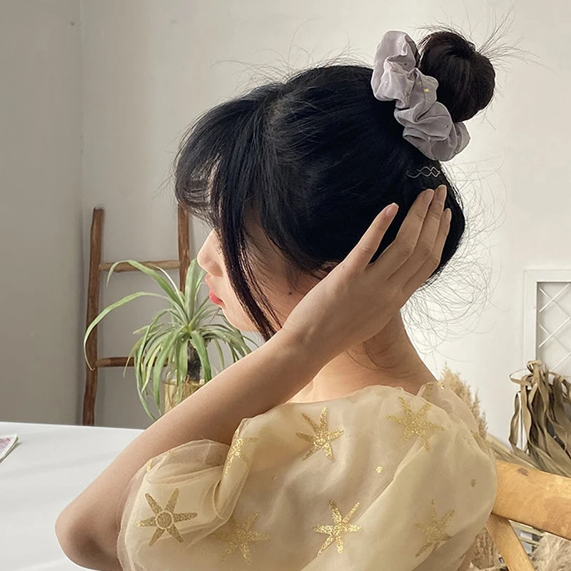 1 PCS Silk Satin Women Solid Color Hair Rope Elegant Ponytail Holder Rubber Band Elastic Hairband Star Hair Accessories