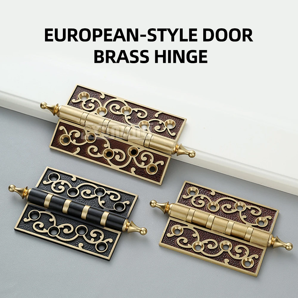 Pointed Tip Thickened Solid Brass Hinges, European Style Brass Door Hinges, 4 / 5 Inch Adjustable, Furniture Cabinet Fittings