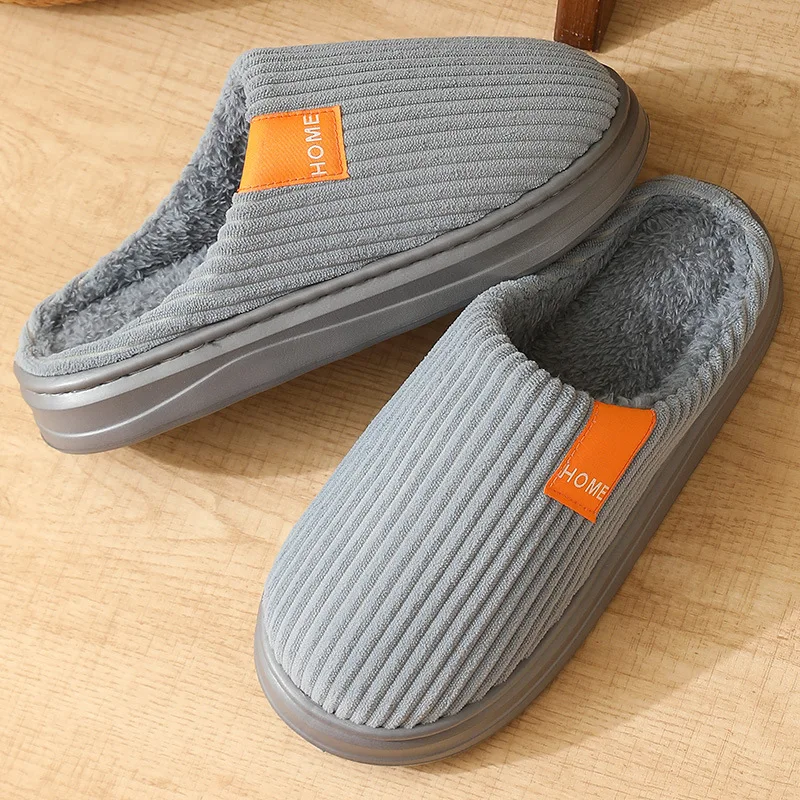 Herren Winter Extra Große Baumwoll-Hausschuhe Bequeme Warme Dicksohlen-Plüsch-Innenschuhe – Detail 6
