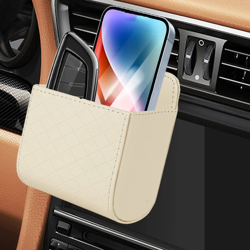 

Car Seat Back Storage Organizer Pu Air Vent Pouch For Coins Cellphone Sunglasses Change Holder Auto Interior Accessory