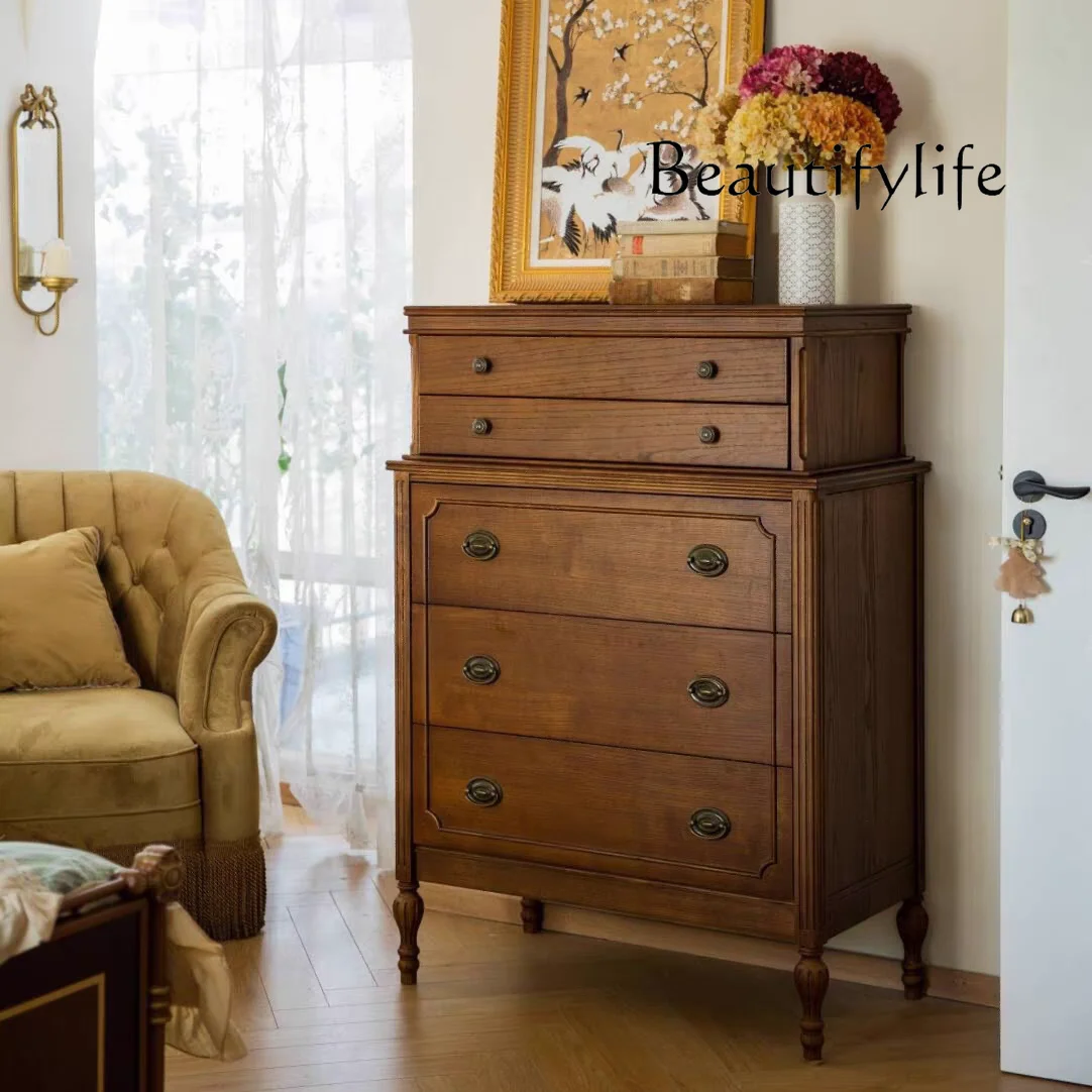 American retro solid wood living room hallway cabinet decoration antique storage designer style high sense