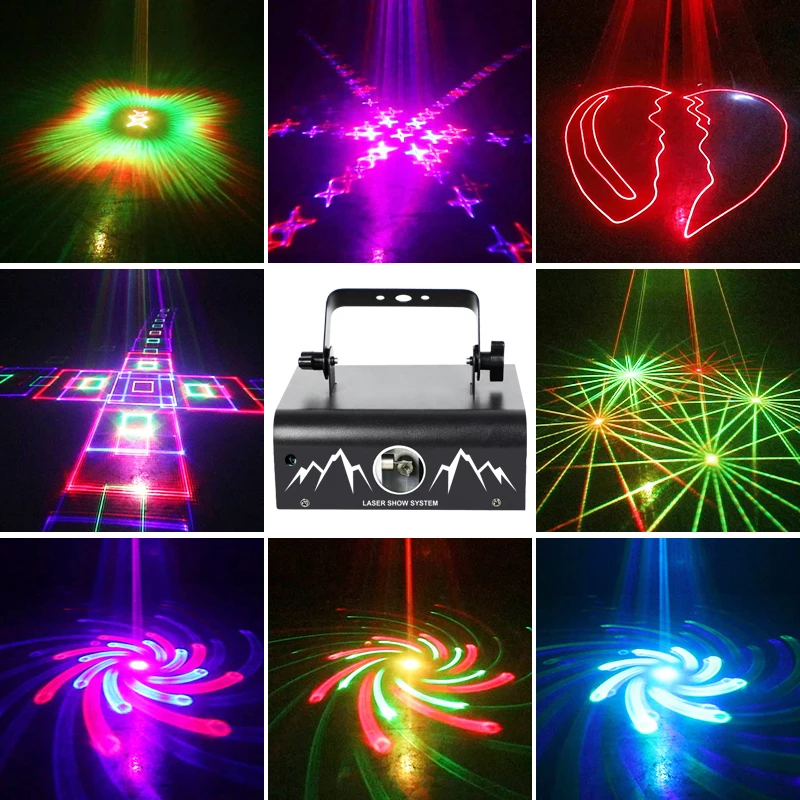 RGB Stage Lighting  Animation 3D Laser Lights Patterns with DMX512 Sound Activated Remote Control for Wedding Live Show Church