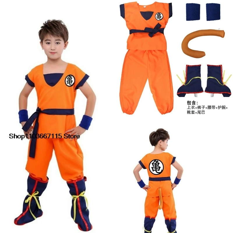 Goku Yellow Uniform Costume Anime Son Goku Cosplay Costume Wig Halloween Carnival Party Clothes for Man Woman Birthday Gifts