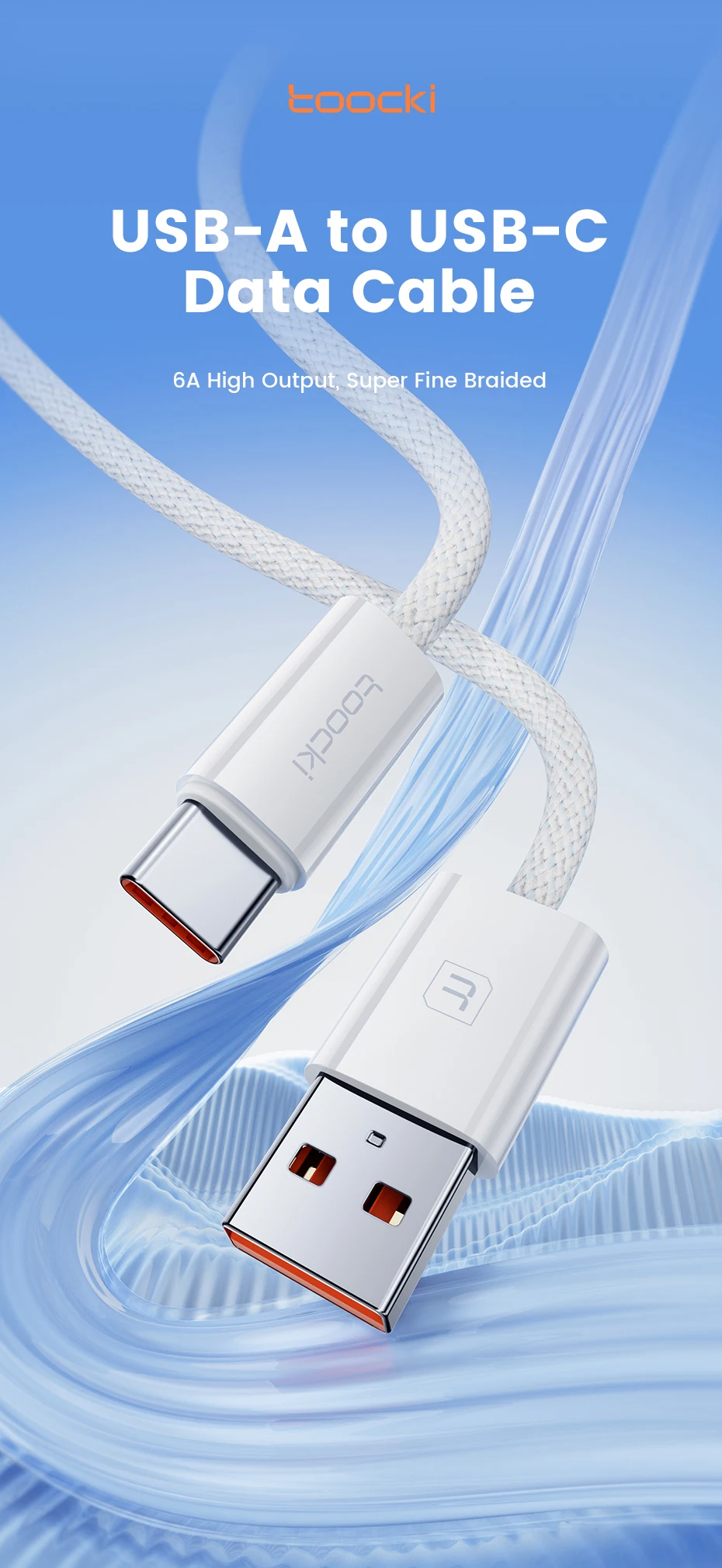 Toocki 6A Super-Ladekabel USB auf USB-C für iPhone 17 16 Samsung Huawei 1/2/3/5 Stück 100W Typ-C Schnelllade- und Datenkabel – Detail 1