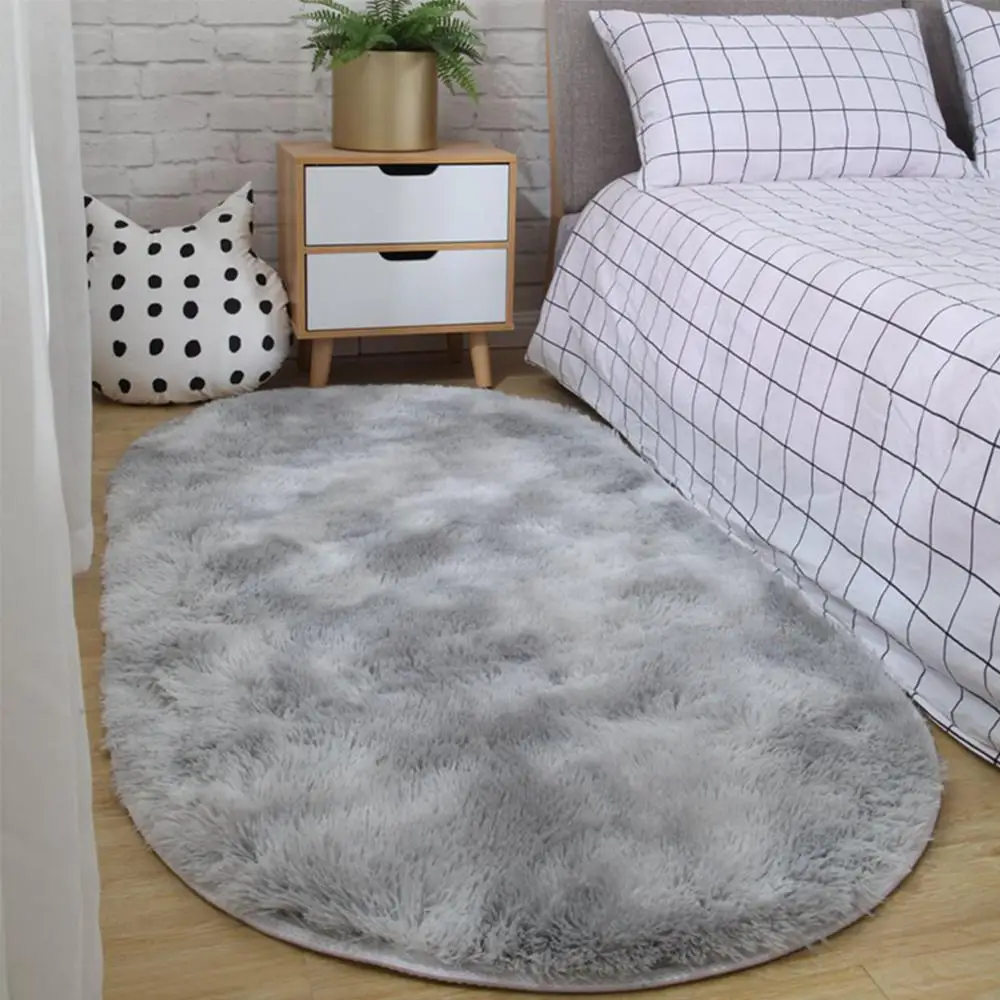 Fluffy Oval Rug Carpets for Living Room Home Decor Bedroom Kid Room Floor Mat Decoration Salon Pile Rug 40*60cm Plush Rug