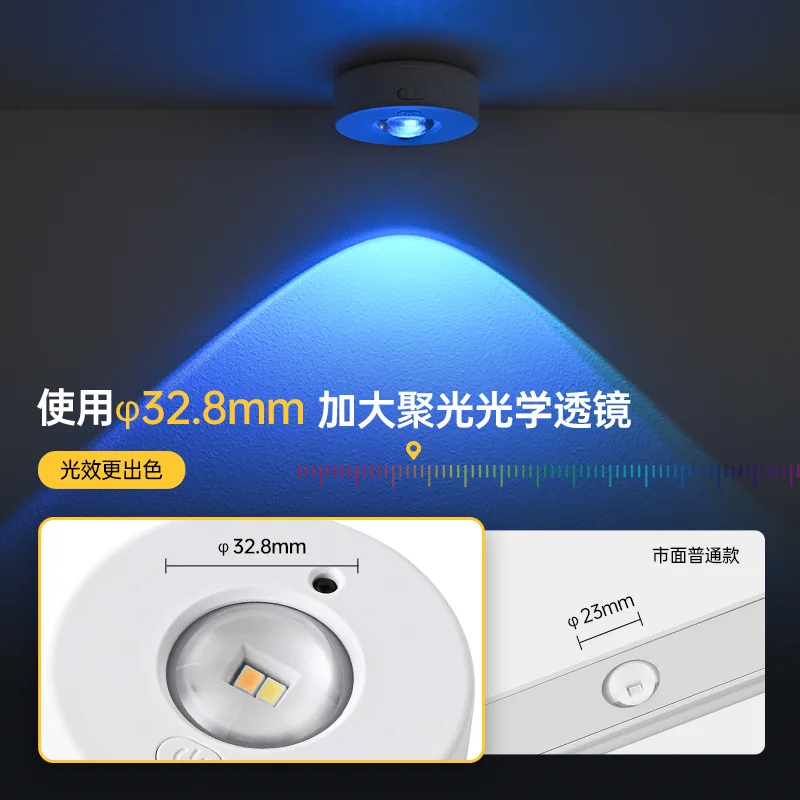 Rechargeable Led Cabinet Light Magnetic Suction Wiring-Free Closet Liquor Cabinet Cat Eye Lights Remote Control RGB Puck Lamp