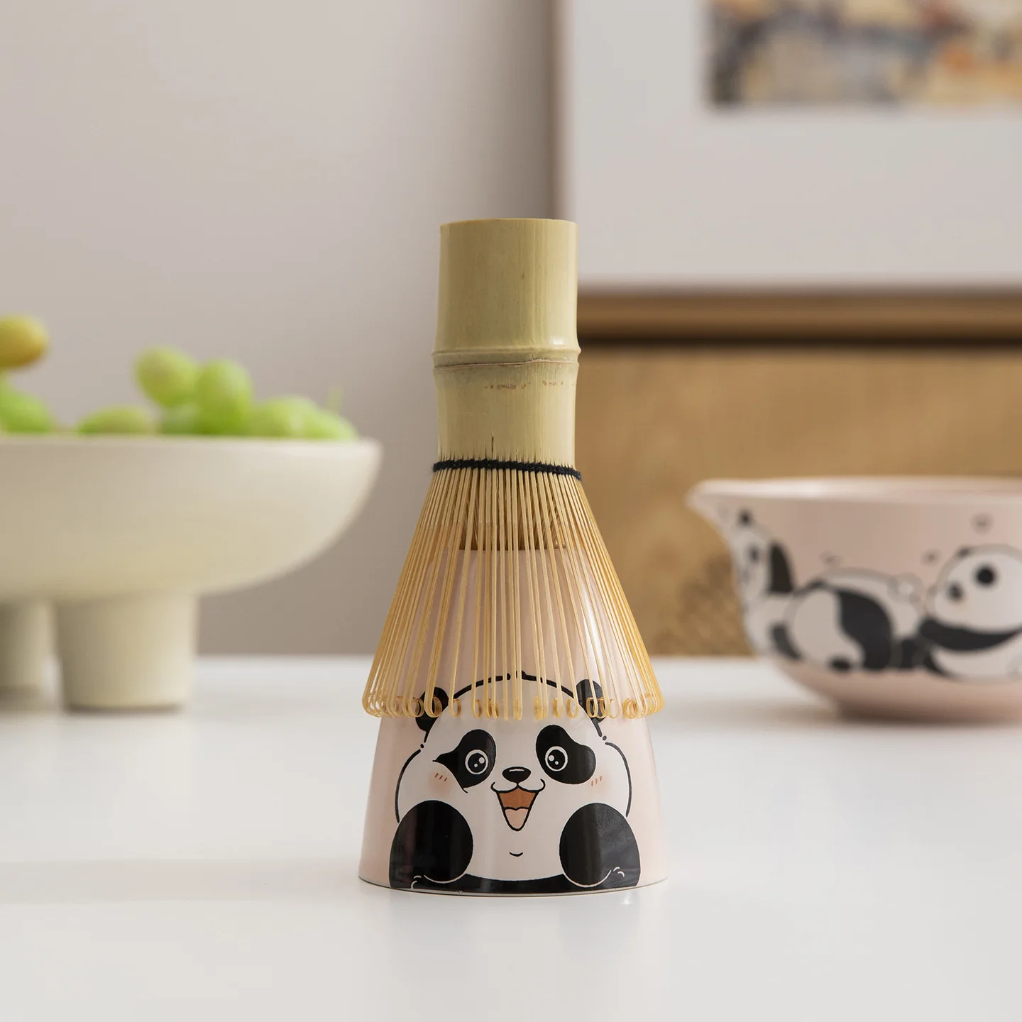 Chawan Matcha Bowl New Japanese Panda Ceramic Tea Whisk Utensils Set Song Dynasty Gift Box