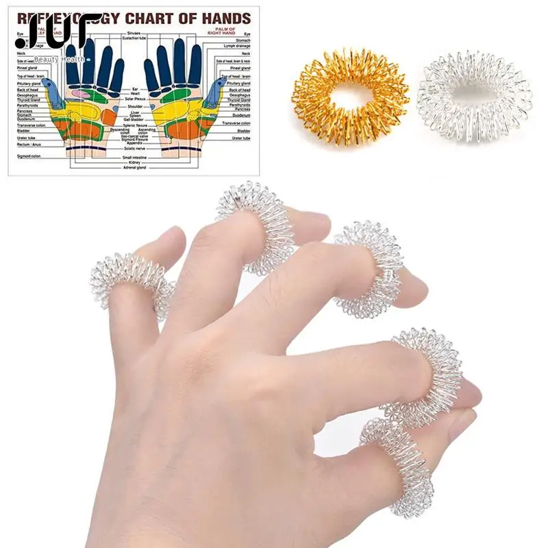 10 teile/satz Edelstahl Finger Massage Ring Akupunktur Ring Therapie Entspannen Hand Durchblutung Schmerzen Relief Health Care