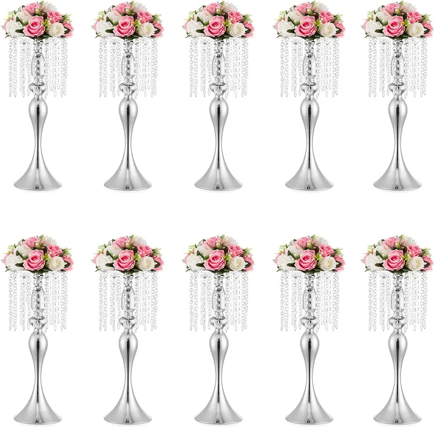 

Vases for Centerpieces, 21.3in Crystal Flower Arrangement Stand, Wedding Centerpieces for Tables, Tall Metal Flower Vase Holders