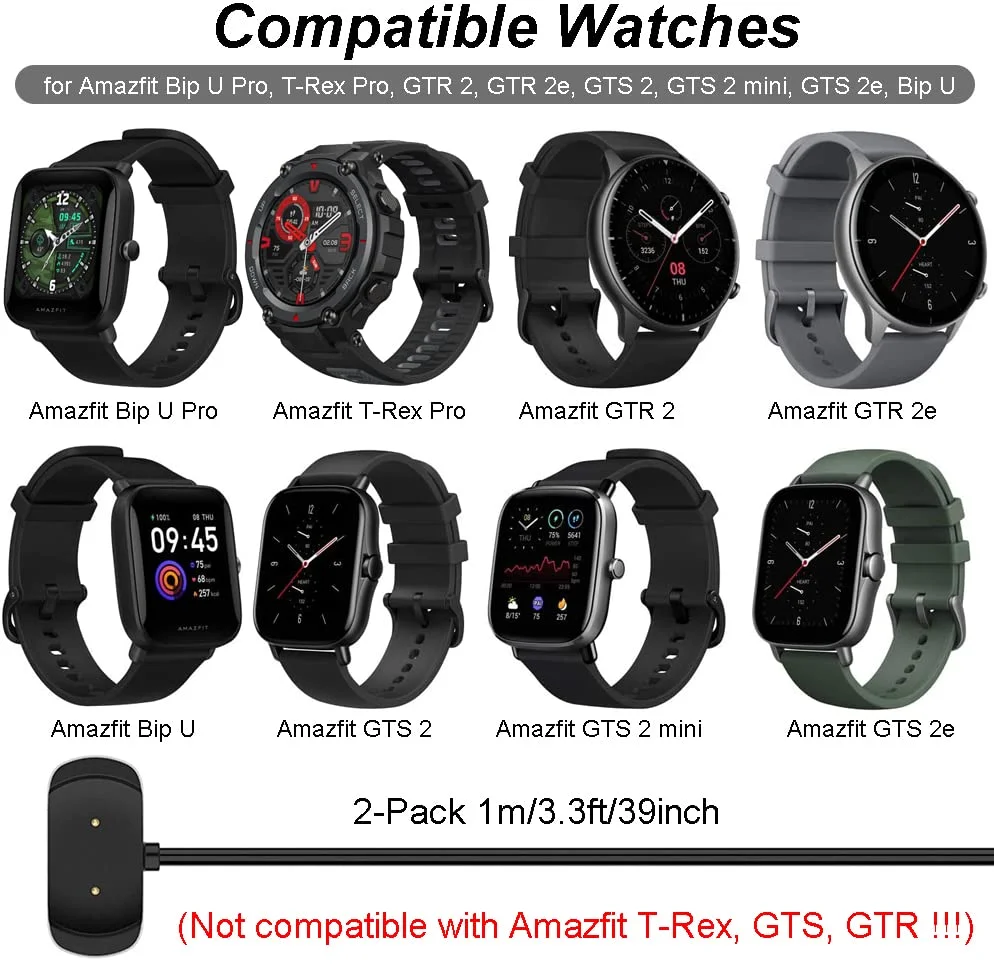 

Зарядное устройство для умных часов Amazfit Bip 5/3, T-Rex Pro, GTS 4 Mini, GTS 2/2e, GTR 2/2e, 2 GTR Mini — сменная магнитная зарядка