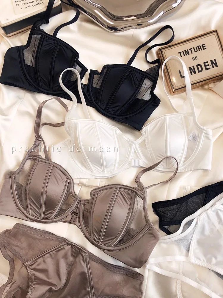 

YUQI Latex Underwire Bra - Adjustable Push Up Folding Design, Rabbit Ears Lace Bralette, Thin Soft Comfort for Women