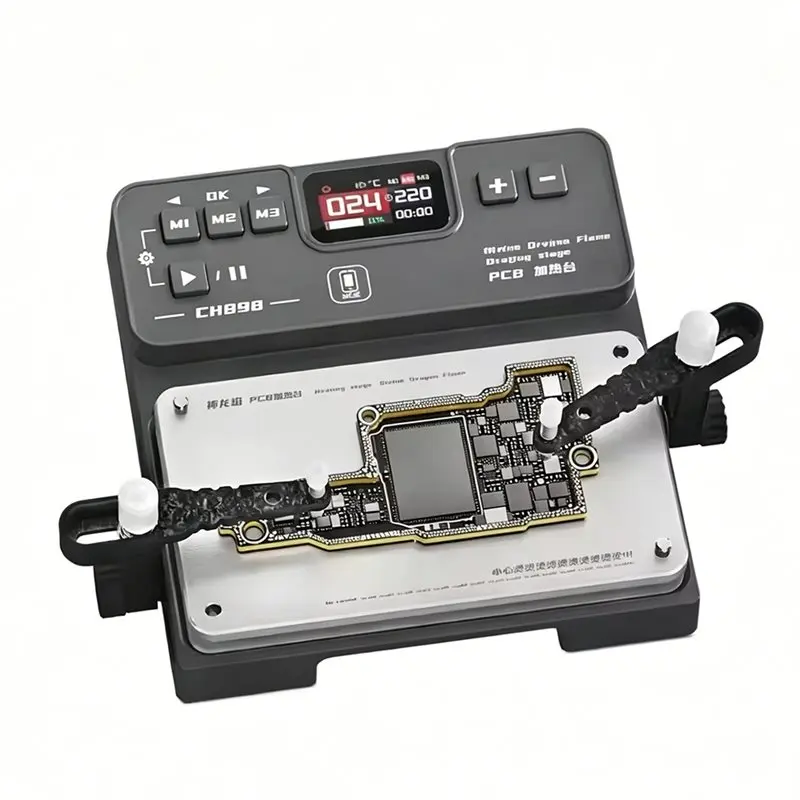 CH898 PCB Preheating Station 40-260° C For Phone Repair Heating Platform With 3 Presets And Clamping EU Plug