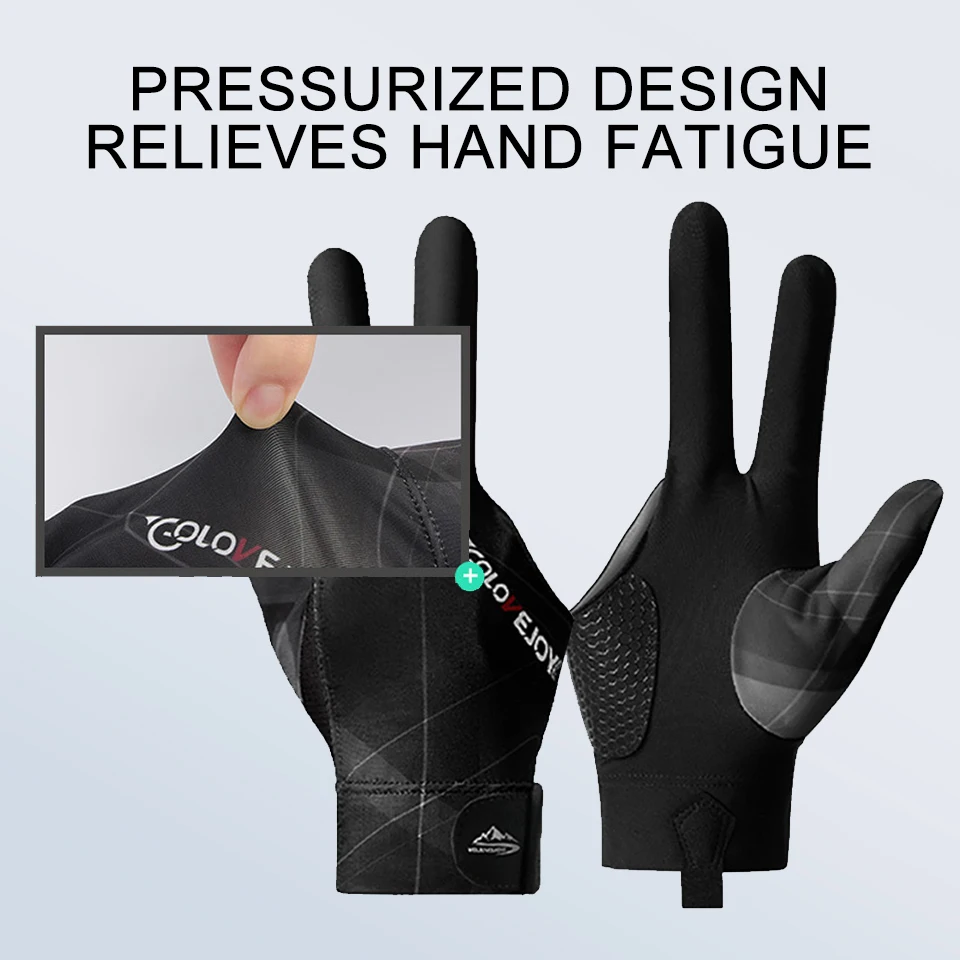 LOOGDEEL 1Piece Full Finger Billiard Pool Gloves Adjustable Sticker Polyester Snooker Billiards Gloves Portable Training Equipt