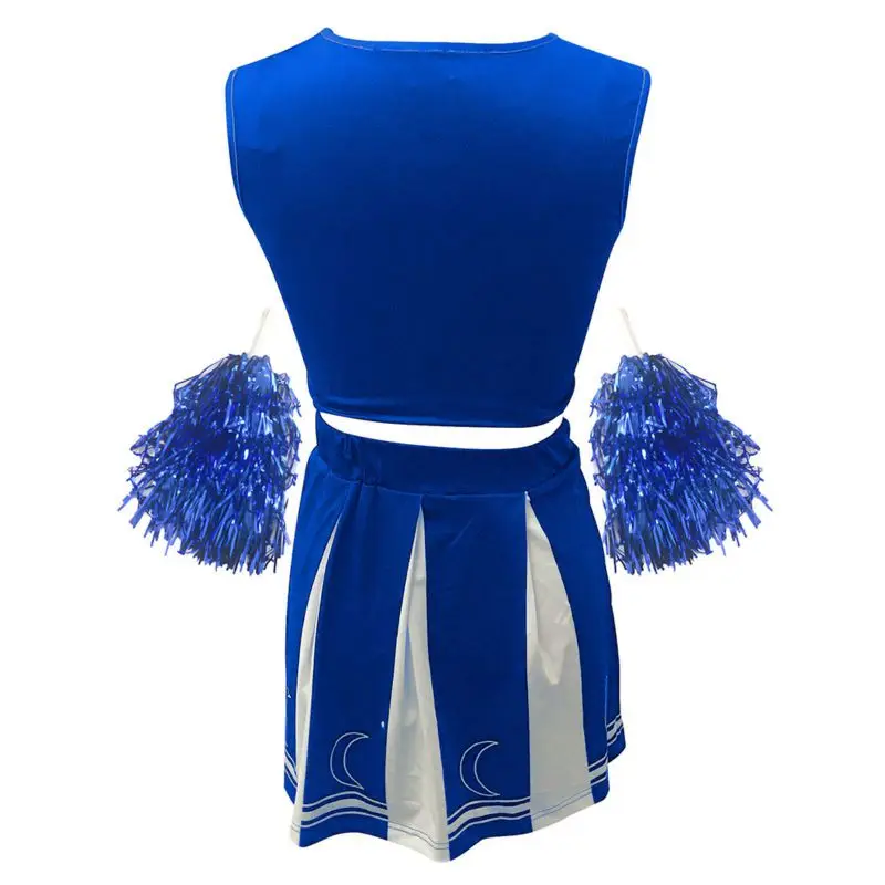 4-12 Years Children Girls Cheerleading Outfits Kids Cheerleader Costume with Socks Cheerleading PomPoms School Stage Performance