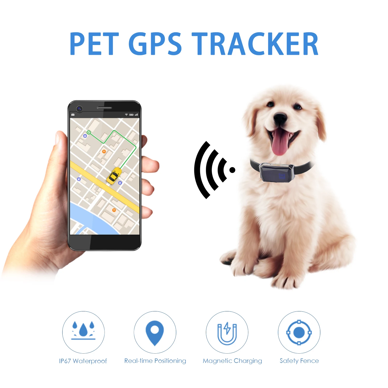 New Portable MINI Pet GPS Tracker Device Waterproof Realtime Tracking Anti-lost Collar for Dog Cat Locator Easy Use