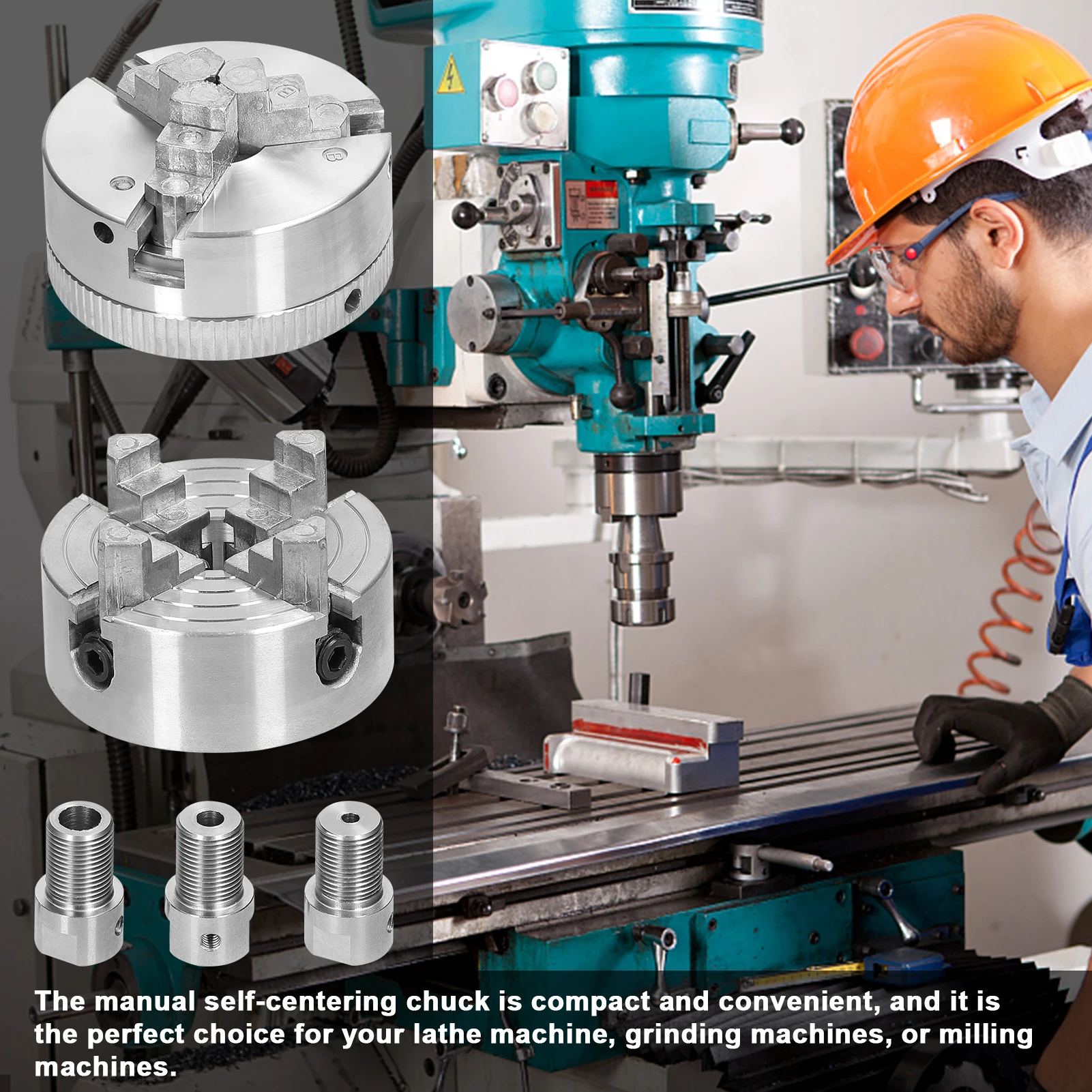 Lathe Chuck 3 /4  Manual Self-Centering Mounting Bolt for Grinding Milling Turning Machine Self-Centering Mounting Bolt