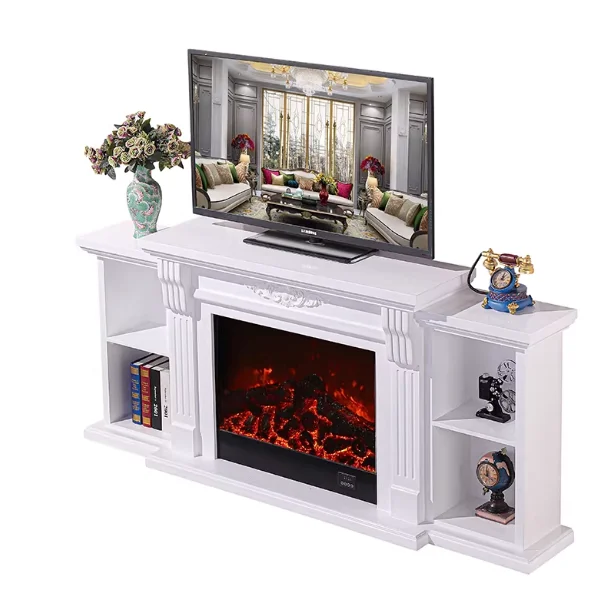 Fireplace TV Stand for Living Room Bedroom, Stacked Stone Surround and Remote，70