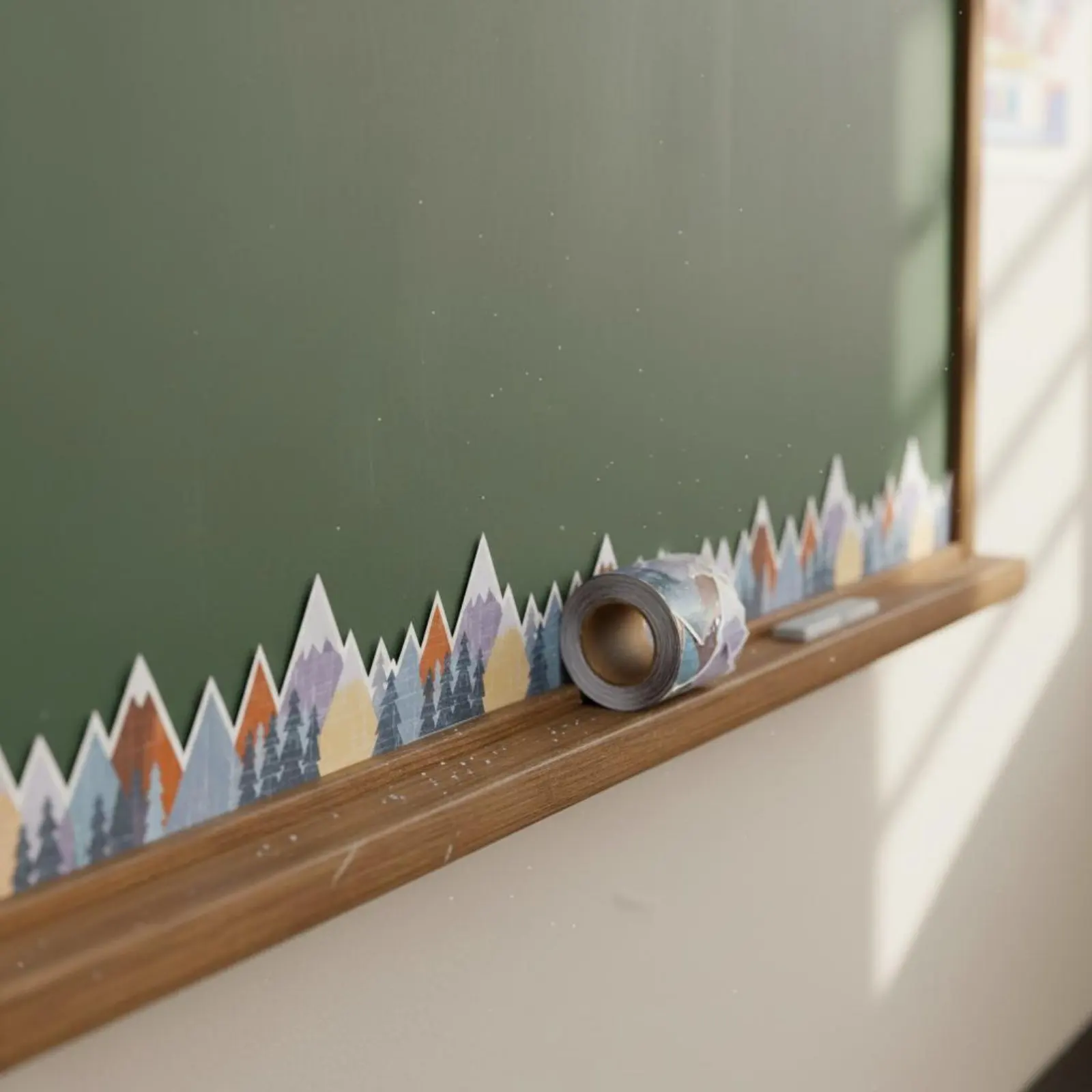 

Blackboard Border Sticker Self Adhesive Woodland Border Tape Classroom Decor Chalkboard Look Decorative for School