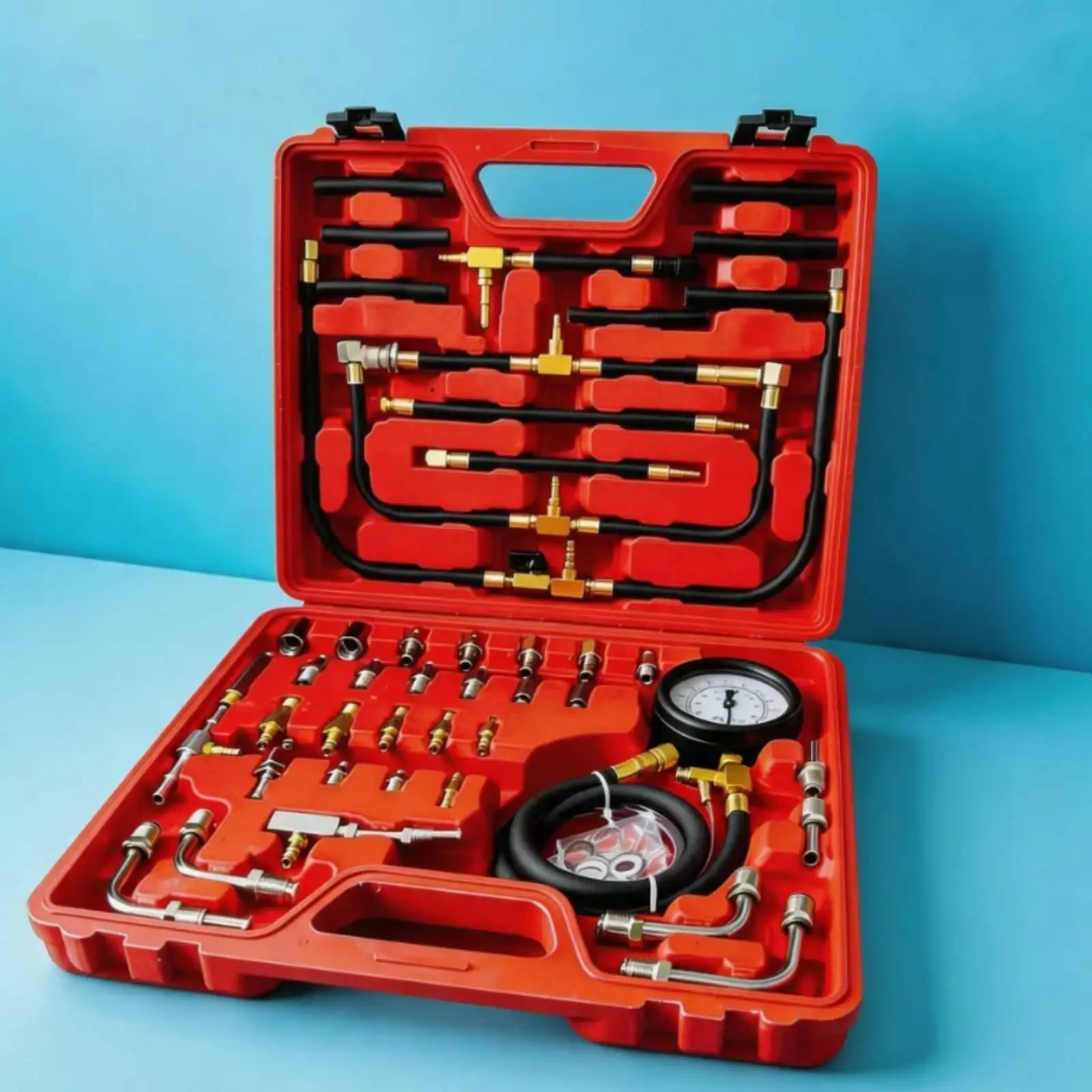 Universal Automobile Fuel Gauge Kit Petrol Pressure Tester Set Vehicle Diagnostic Tool for Car Repair Maintenance view 4